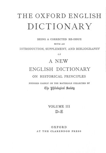 Cover of The Oxford English Dictionary Volume 3   Variant