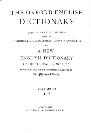 Cover of The Oxford English Dictionary Volume 11   Variant