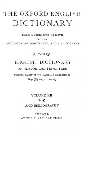 Cover of The Oxford English Dictionary Volume 12   Variant